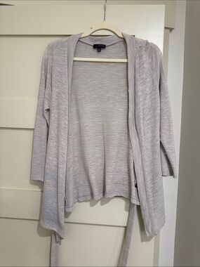 The Limited Light Gray Open-Front Waterfall Cardigan